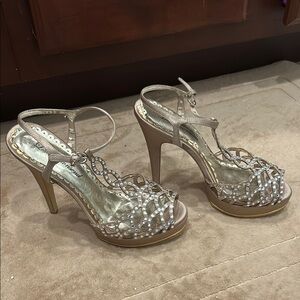 Lulu Townsend Elegant Women's Strappy Dress Heels with Rhinestone Detailing